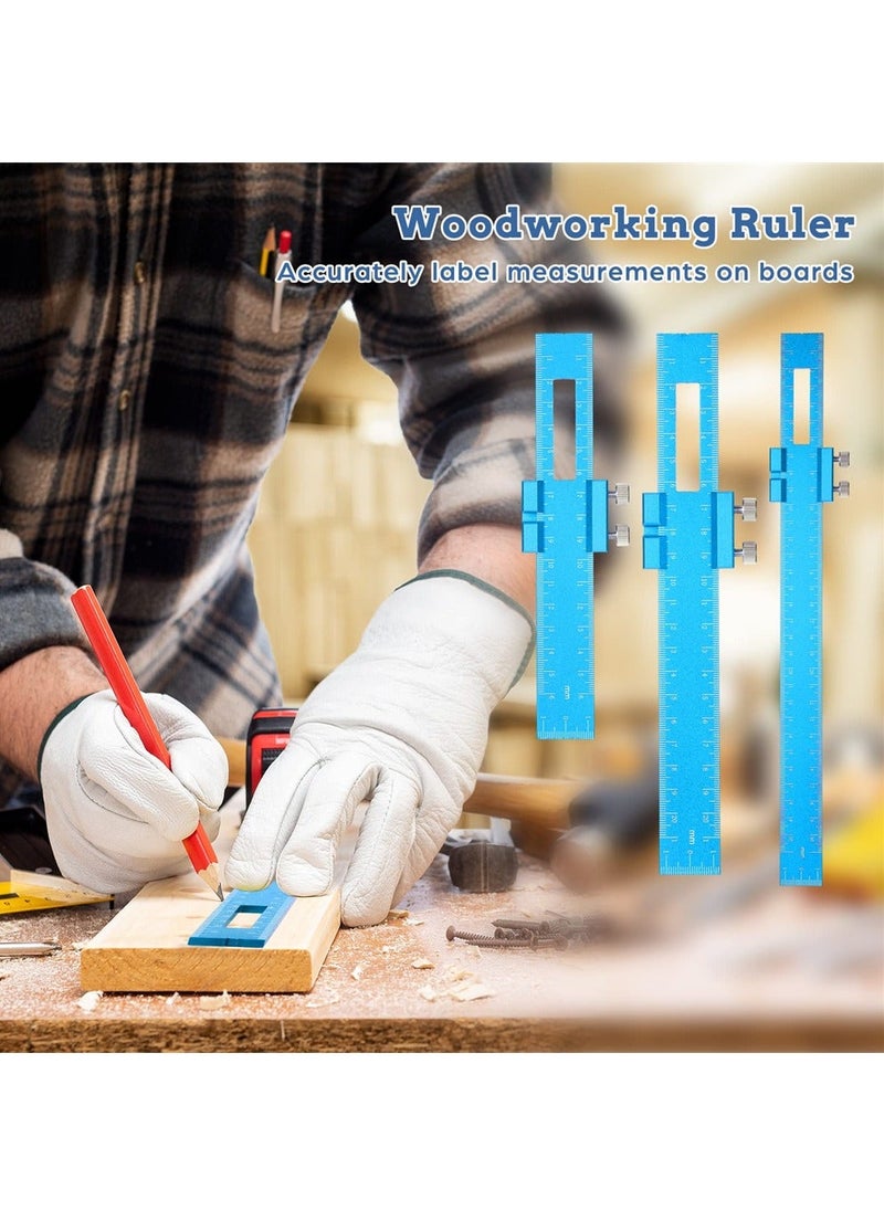 Y&D - Woodworking Ruler 3 Pcs Precision Pocket Metal Slide Stop T-Track Mark Measuring Tape for Accurate Measurement of Object Size - Image 1