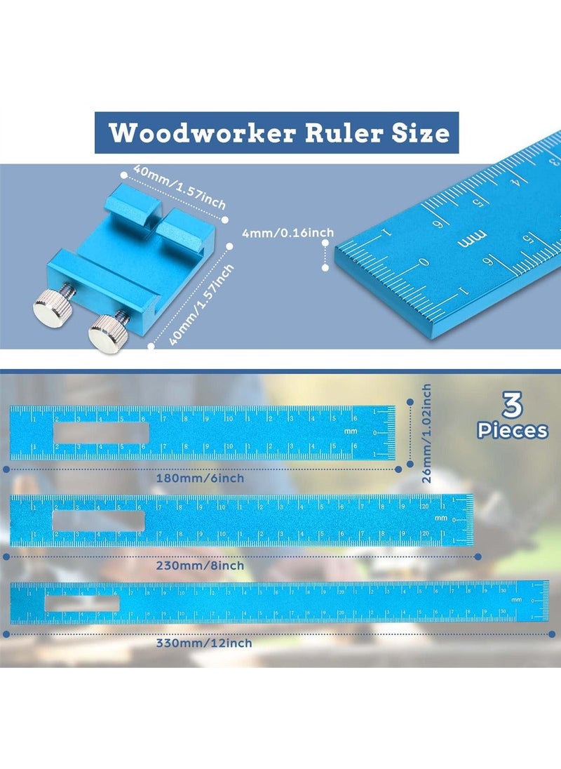 Y&D - Woodworking Ruler 3 Pcs Precision Pocket Metal Slide Stop T-Track Mark Measuring Tape for Accurate Measurement of Object Size - Image 1