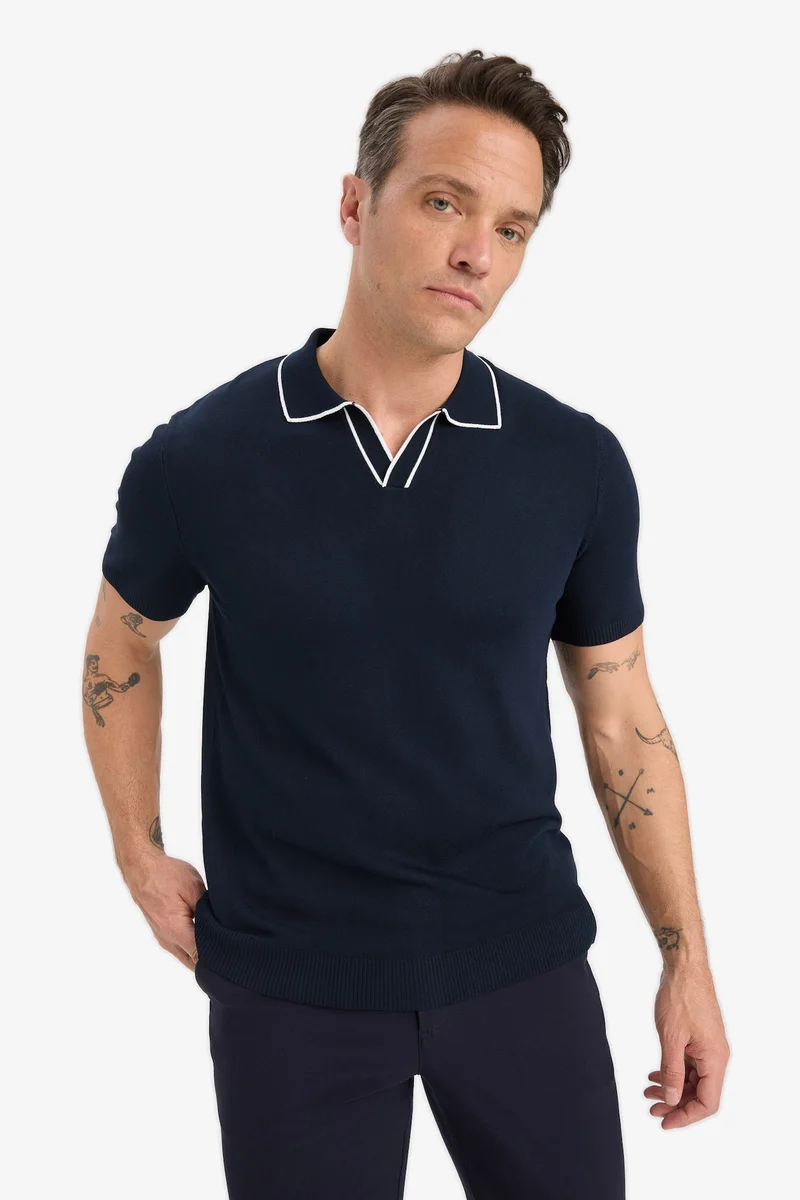 Modern Fit Polo Collar Knitwear Short Sleeve Polo T-Shirt