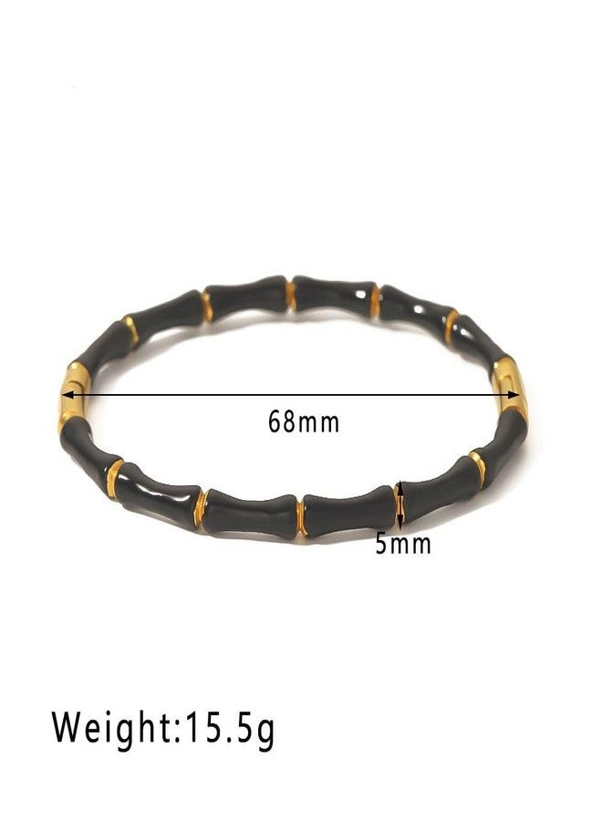 Okos Black and Gold Bamboo Style Bracelet for Women and Girls, Lightweight Fashion Jewelry, Trendy Classic Wear, Gift for Her BR1000074BLK - Image 5