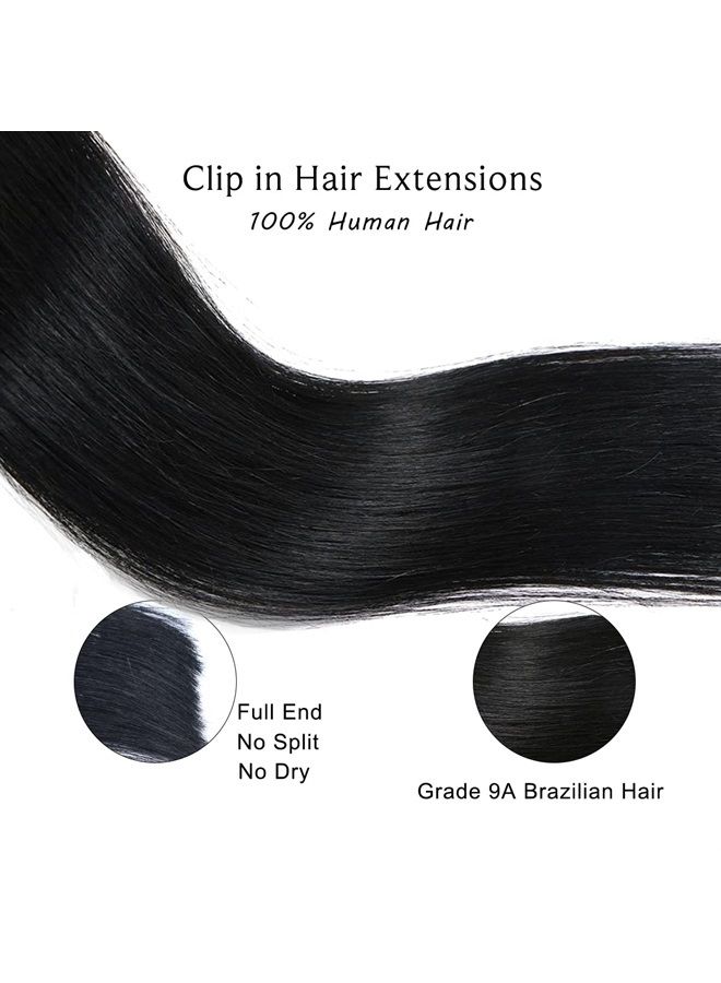 Ubetta Clip in Hair Extensions Real Human Hair, Jet Black Hair Extensions Clip ins 7 Pieces Double Weft Real Hair Extensions Clip-in Human Hair,14 Inch 70G Full Head for Women - Image 4