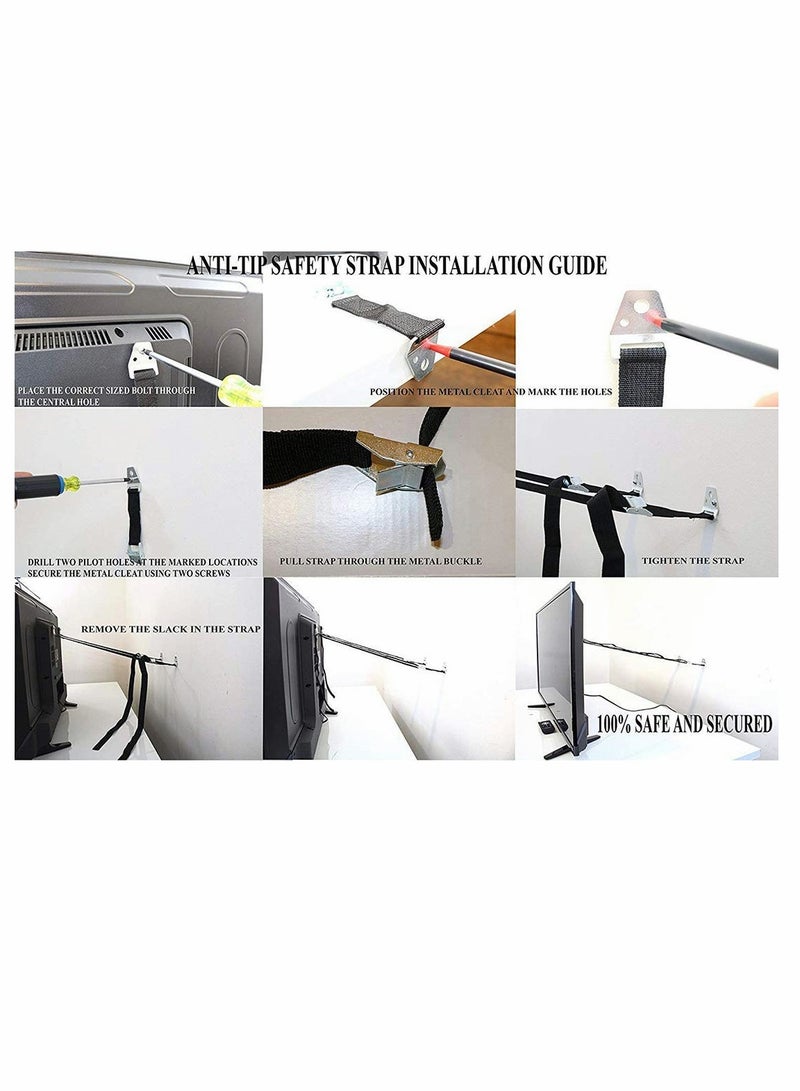 SYOSI Heavy Duty Adjustable Anti-Tip Straps for Flat Screen TVs and Furniture Safety Anchors (Set of 2) - Image 5