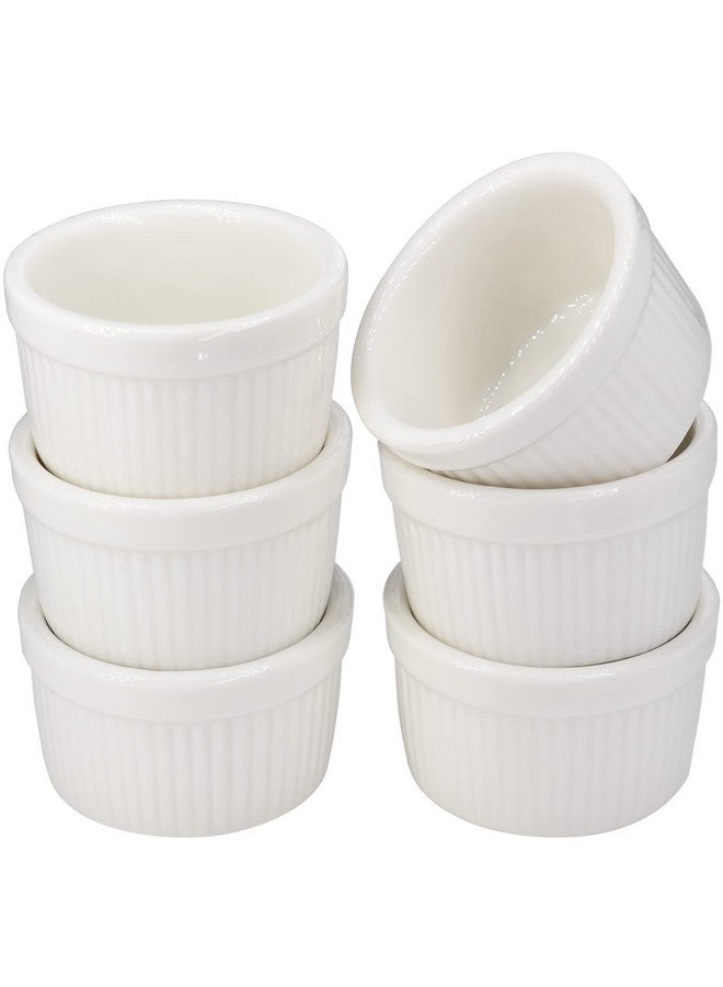 بي او اي اي اي مجموعة من 6 أطباق رامكين صغيرة قابلة للتكديس من BOEEA - طبق سوفليه بورسلين سعة 30 مل، طقم أكواب حلوى صغيرة، صلصة غمس، آمنة للاستخدام في الميكروويف والفرن، لون أبيض (الطراز A) - Image 1