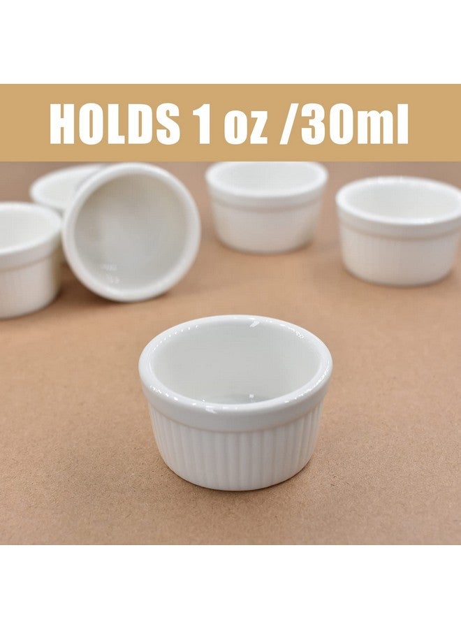 بي او اي اي اي مجموعة من 6 أطباق رامكين صغيرة قابلة للتكديس من BOEEA - طبق سوفليه بورسلين سعة 30 مل، طقم أكواب حلوى صغيرة، صلصة غمس، آمنة للاستخدام في الميكروويف والفرن، لون أبيض (الطراز A) - Image 3