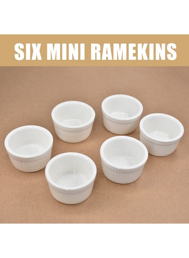 بي او اي اي اي مجموعة من 6 أطباق رامكين صغيرة قابلة للتكديس من BOEEA - طبق سوفليه بورسلين سعة 30 مل، طقم أكواب حلوى صغيرة، صلصة غمس، آمنة للاستخدام في الميكروويف والفرن، لون أبيض (الطراز A) - Image 2