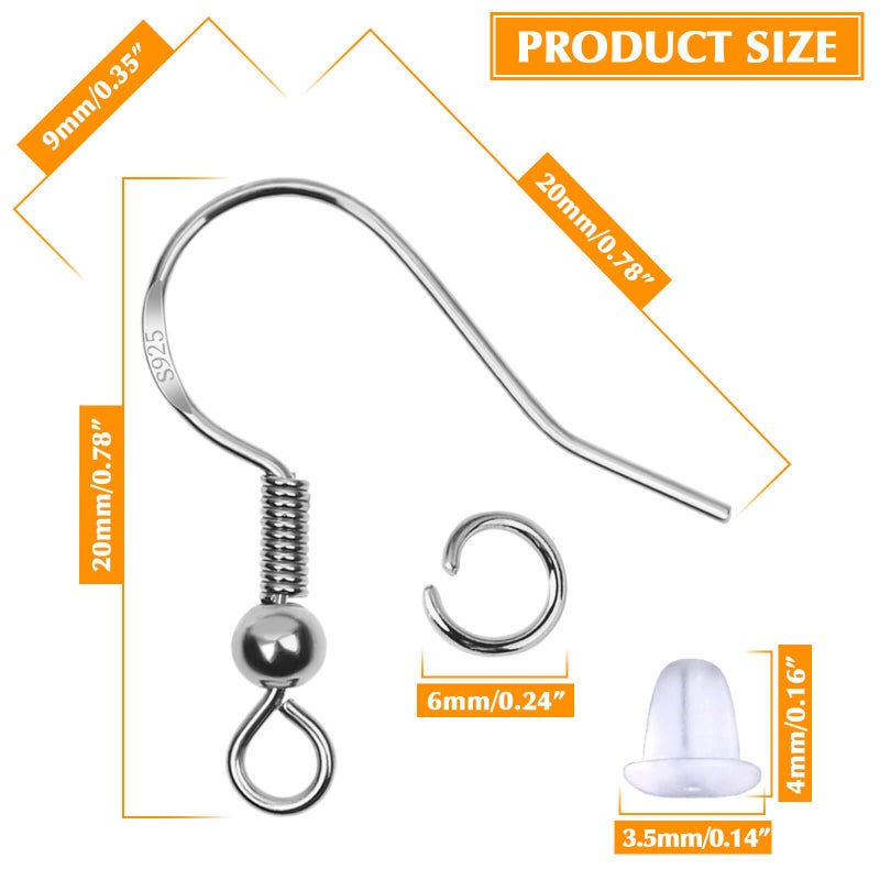Thrilez Hypoallergenic Earring Hooks, 600Pcs Earring Making Kit with Hypoallergenic Earring Hooks, Jump Rings and Clear Rubber Earring Backs for DIY Jewelry Making (Silver and Gold) - Image 5