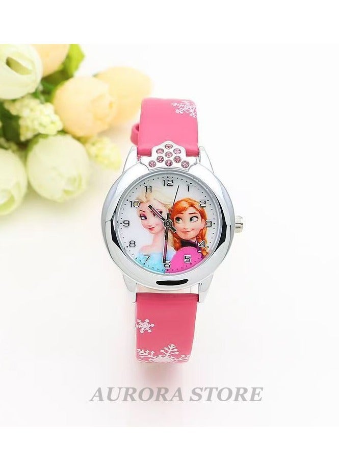 Princess Cartoon Watch for Children Girls-Fuchsia Pink - Image 1