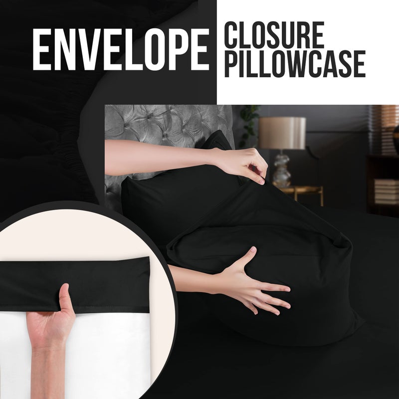 Utopia Bedding Queen Pillow Cases - 4 Pack - Envelope Closure - Soft Brushed Microfiber Fabric - Shrinkage and Fade Resistant Pillow Covers Queen Size 20 X 30 Inches (Queen, Black) - Image 4