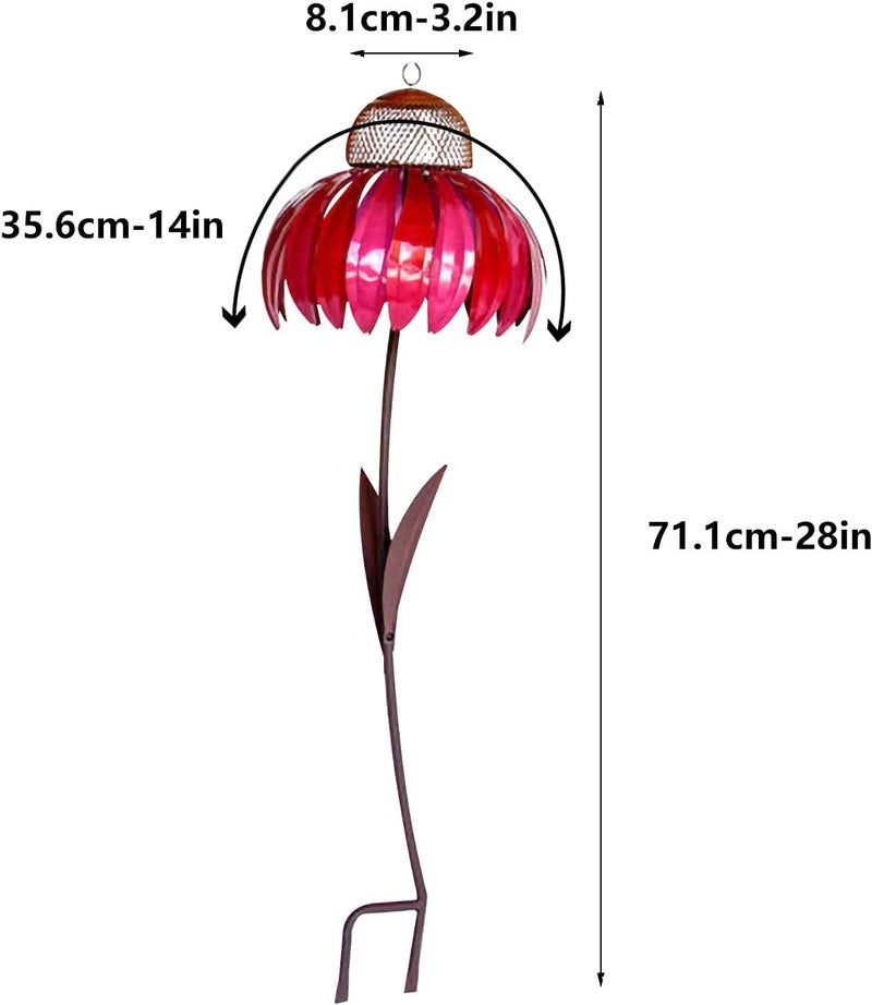 woobles Outdoor Flower Bird Feeder, Coneflower Bird Feeder, Flower Hummingbird Feeder for Outdoors Garden Yard Decor, Wild Bird Feeders, Flower Standing Shape Design Garden Art Decoration (red) red - Image 5