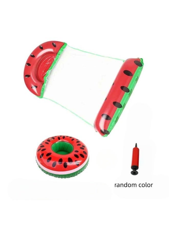 Watermelon Set Inflatable Floating Bed | Foldable Water Hammock | Pool Lounge Chair Float | Pool Party Decoration - Image 1