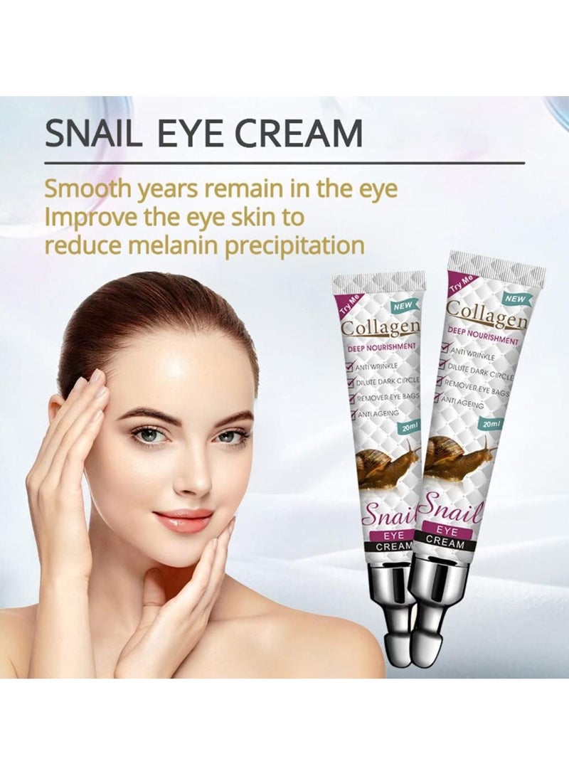 SNAIL Snail Eye Cream 20ml Intensive Hydration, Reduces Fine Lines & Wrinkles, Diminish Dark Circles, Nourishes & Revitalizes, Lightweight & Absorbs Quickly, for The Delicate Skin Around The Eyes - Image 2