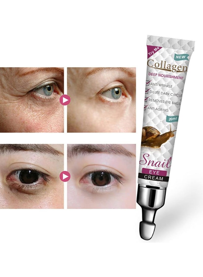 SNAIL Snail Eye Cream 20ml Intensive Hydration, Reduces Fine Lines & Wrinkles, Diminish Dark Circles, Nourishes & Revitalizes, Lightweight & Absorbs Quickly, for The Delicate Skin Around The Eyes - Image 3