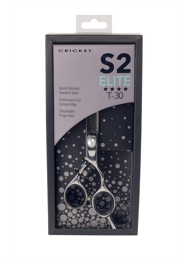 Cricket S2 T-30 Thinning Shears Professional Stylist Barber Hair Cutting Scissors, Removes Bulk, Convex Edge, Hand Polished Swedish Steel - Image 3