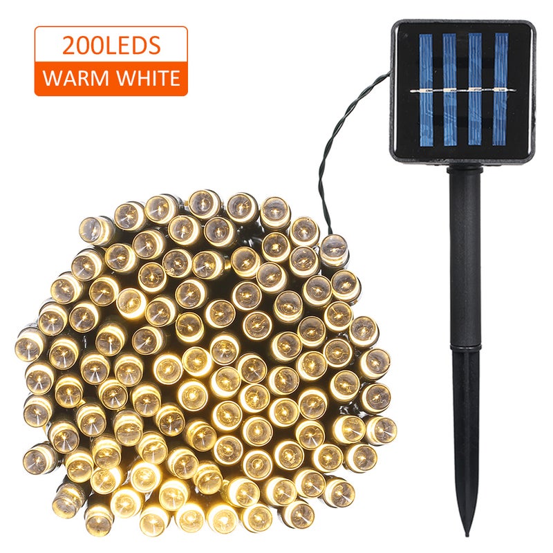 Solar String Lights: 200pcs Warm White IP65 Water-resistant - Light Sensor Auto On/Off 2 Lighting Modes for Outdoor Indoor Christmas Decor - Image 1
