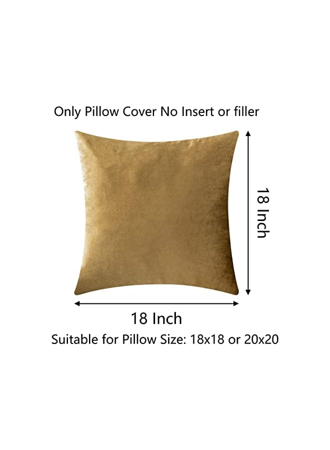 The Bros أغطية وسائد مخملية ذهبية 18x18 أغطية وسائد زخرفية مربعة ناعمة من المخمل للكنبة والأريكة والسرير وغرفة المعيشة، مجموعة من 2، 18 × 18 بوصة، ذهبية - Image 3