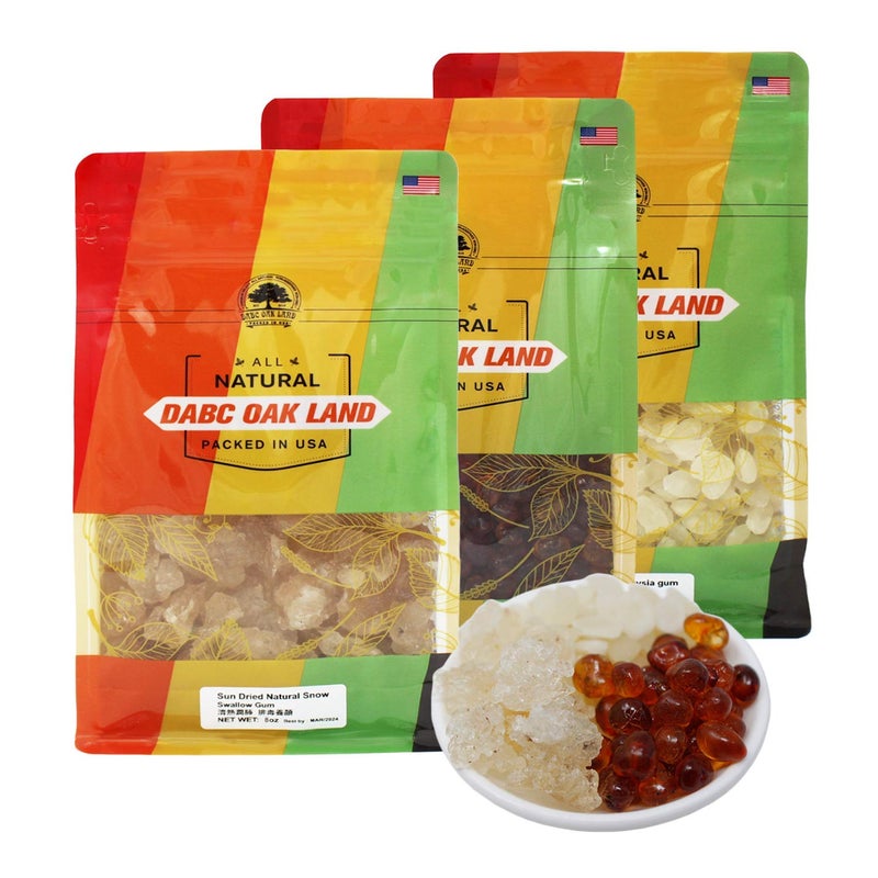 DABC OAK LAND Wild Peach Gum Snow Swallow Snow Lotus Seed Saponified Rice Beauty Detox and Dampness Set 100 Natural Boosting for Skin  Health Food Additives Free 8OZ each bag total 24 OZ - Image 1