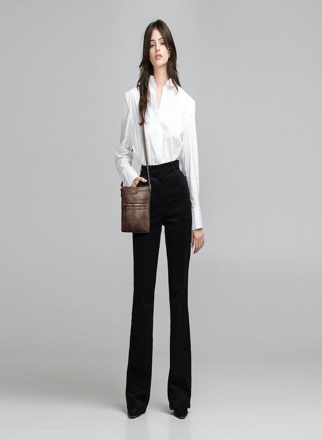 CHOLISS حقائب كروس صغيرة من تشوليس للنساء، حقائب يد صغيرة للنساء مصنوعة من الجلد النباتي، حقيبة سفر تُحمل على الكتف، بني داكن - Image 2