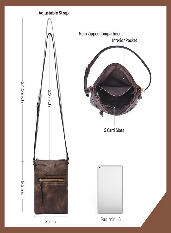 CHOLISS حقائب كروس صغيرة من تشوليس للنساء، حقائب يد صغيرة للنساء مصنوعة من الجلد النباتي، حقيبة سفر تُحمل على الكتف، بني داكن - Image 4