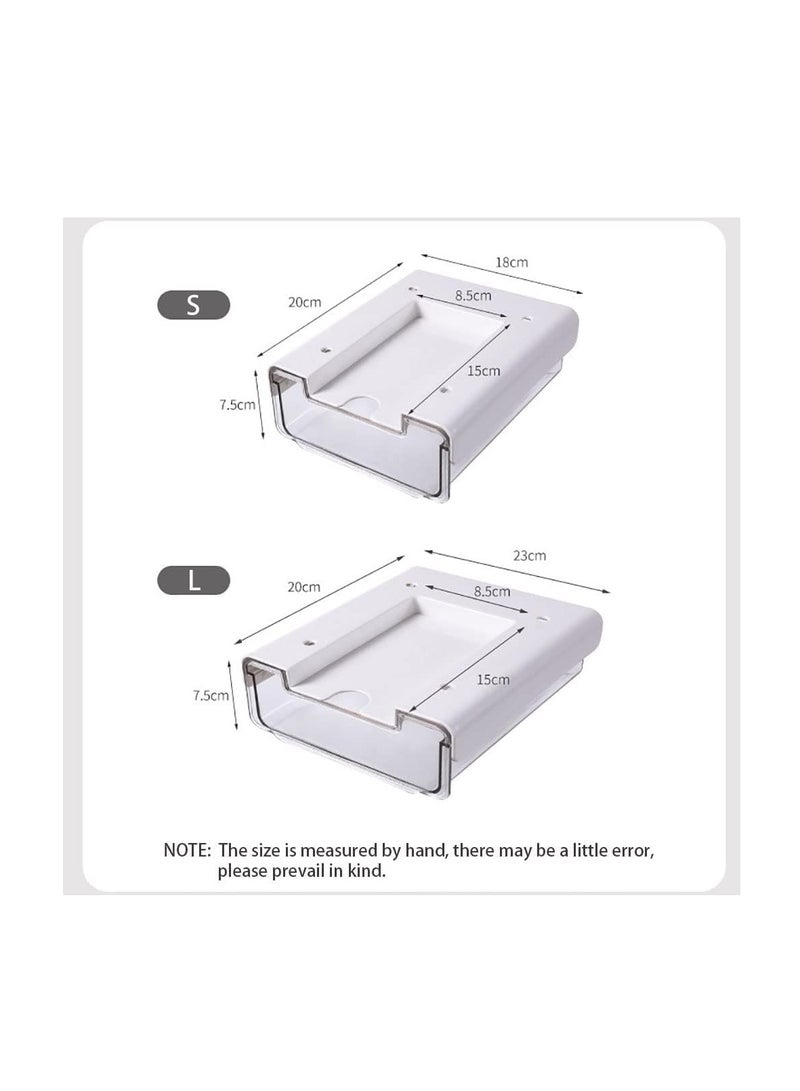 Self-adhesive Drawer Storage Organizer, 2Pcs Hidden Under Desk Drawer Organiser, Invisible Drawer Storage Box for School Students Office Stationery Supply (L+L) - Image 2