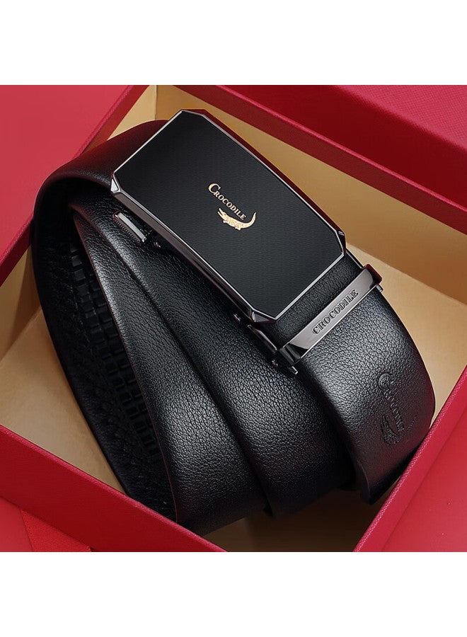 Crocodile New Year Gift Napa Grain Top-grain Leather Men's Belt With Automatic Buckle, Waistband Gift For Men, Boxed Set - Image 1