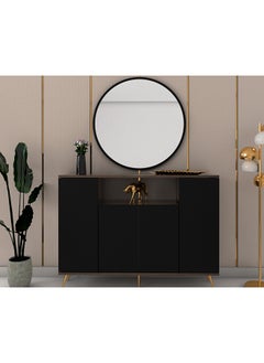 Stylish Home Black and brown entryway cabinet and table with mirror - MD03 30x120x90 cm  - Image 1