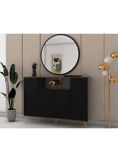 Stylish Home Black and brown entryway cabinet and table with mirror - MD03 30x120x90 cm  - Image 2