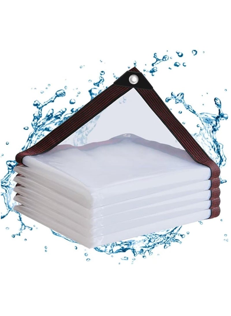 SYOSI Clear Tarps with Grommets 6x8ft, Heavy Duty Waterproof Tarp Cover, Transparent PVC Vinyl Tarpaulin for Outdoor, Plant, Garden, Chicken Coop, Patio - Image 1