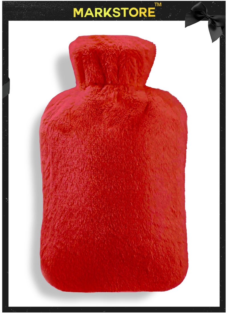 MARK STORE Hot Water Bag with Soft Cover 2 Liter, Classic Rubber Hot Water Bag for Cramps, Neck, Shoulders Pain Relief, Hot Cold Pack for Hot and Cold Therapy and Feet Warmer  - Image 1