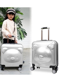 CityRiya-Long Kids Luggage Children's Travel Suitcase Kids Carry On Luggage 20 Inch Travel Luggage Hardside Rolling Suitcase Trolley Bag Case for Boys Toddlers Children Silver  - Image 4