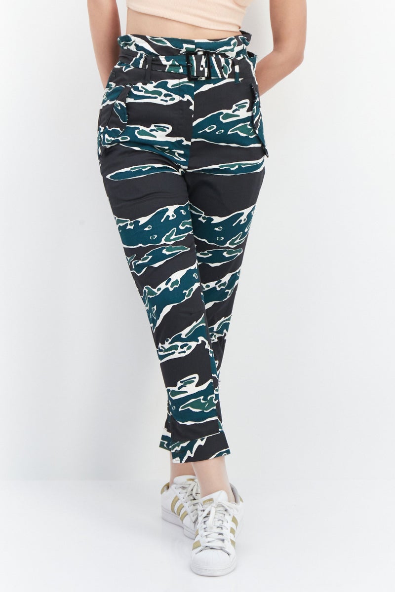 G-Star RAW Women Regular Fit Camouflage Print Straight Pant, Green - Image 1