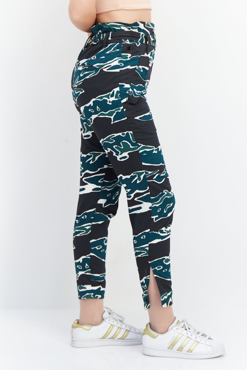 G-Star RAW Women Regular Fit Camouflage Print Straight Pant, Green - Image 3