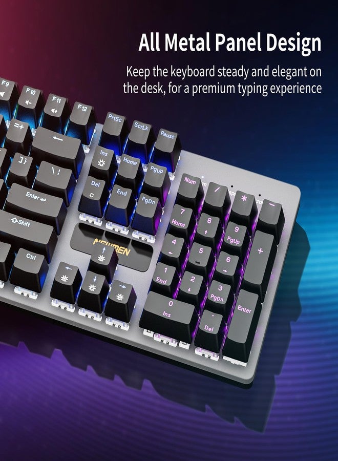 Newmen GM325Pro Mechanical Keyboard,104 Keys Rainbow LED Backlit Wired Gaming Keyboards,Hot-Swap Metal Panel ABS Black Keycaps Gaming Mechanical Keyboard for Windows Laptop PC Linear Red Switches - Image 4