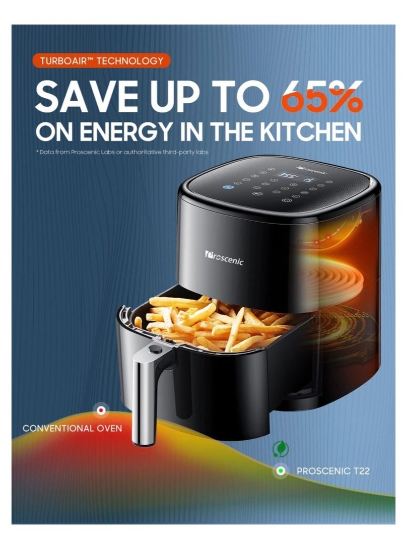Proscenic T22 Air Fryer, Smart Air Fryer 5L with 13 Presets & Shake Reminder, LED Touch Screen, Compatible with APP & Alexa, 100+ Online Recipes, Low-Noise, Non-Stick Basket, 1500W