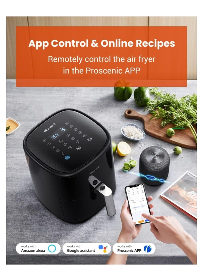 Proscenic T22 Air Fryer, Smart Air Fryer 5L with 13 Presets & Shake Reminder, LED Touch Screen, Compatible with APP & Alexa, 100+ Online Recipes, Low-Noise, Non-Stick Basket, 1500W