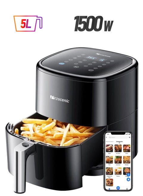 Proscenic T22 Air Fryer, Smart Air Fryer 5L with 13 Presets & Shake Reminder, LED Touch Screen, Compatible with APP & Alexa, 100+ Online Recipes, Low-Noise, Non-Stick Basket, 1500W