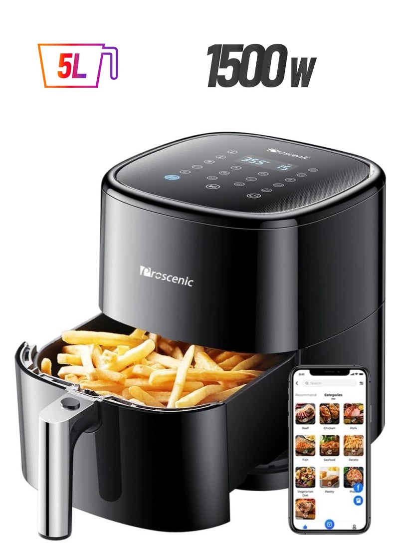 Proscenic T22 Air Fryer, Smart Air Fryer 5L with 13 Presets & Shake Reminder, LED Touch Screen, Compatible with APP & Alexa, 100+ Online Recipes, Low-Noise, Non-Stick Basket, 1500W