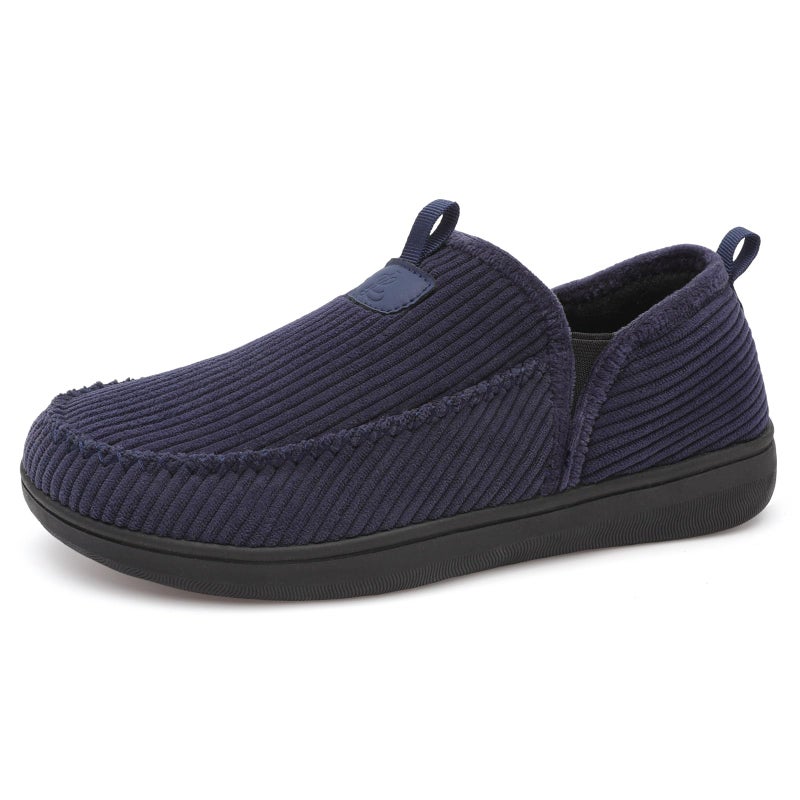 LeIsfIt Slippers for Men Wide Memory Foam House Shoes Hard Sole Slip-On Indoor & Outdoor Slipper Shoes Navy Size 11 - Image 1