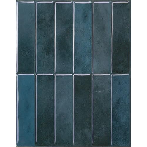 Smart Tiles Peel and Stick Backsplash  5 Sheets of 1143 x 9  3D Adhesive Peel and Stick Tile Backsplash for Kitchen Bathroom Wall Tile Agadir Blue