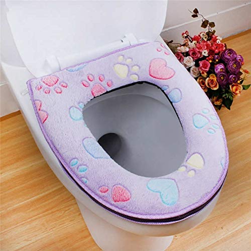 VIHAX Acrylic Fiber, Polypropylene Stretchable and Washable Soft Thicker Warmer Toilet Seat Cover Pads - Image 4