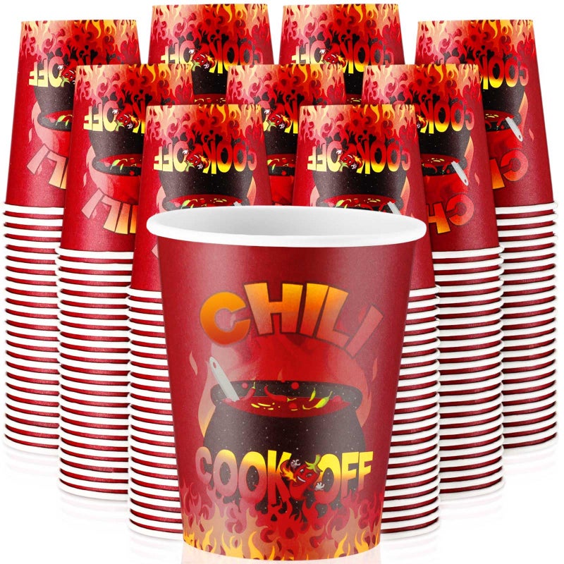 Ziliny 200 Pcs Chili Cook Off Cups Disposable Paper Tasting Cups Food Sample Bowls Mexican Party Supplies for Chili Cook Off Cinco de Mayo Decorations(9 oz) - Image 1