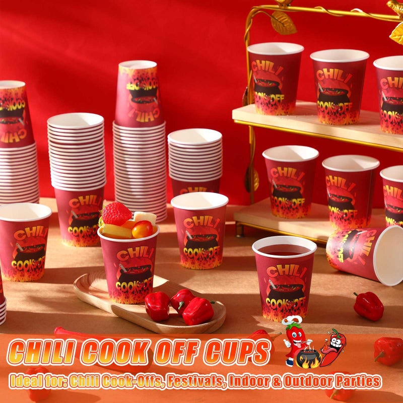 Ziliny 200 Pcs Chili Cook Off Cups Disposable Paper Tasting Cups Food Sample Bowls Mexican Party Supplies for Chili Cook Off Cinco de Mayo Decorations(9 oz) - Image 4