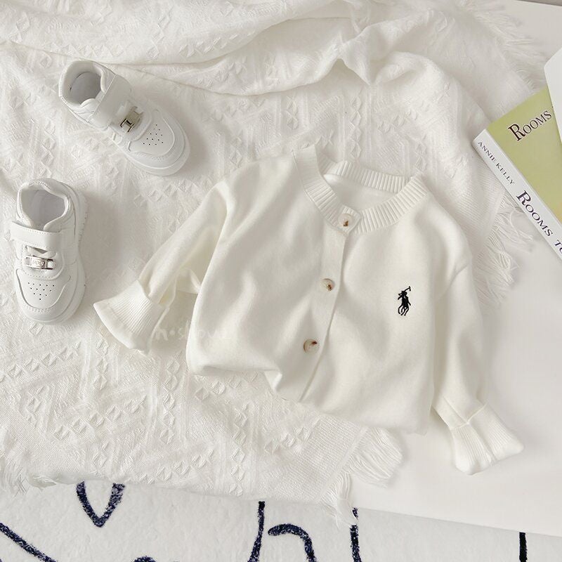[] Boys And Girls Winter Striped Cardigan Children'S Sweater Coat 2025 Baby Round Neck - Image 1