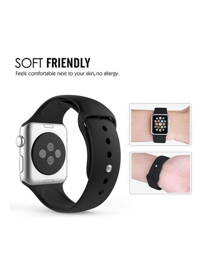 حزام بديل لساعة Apple Watch Series 7 41mm / 6 SE 5 42mm 3 2 1 44mm أسود - Image 2