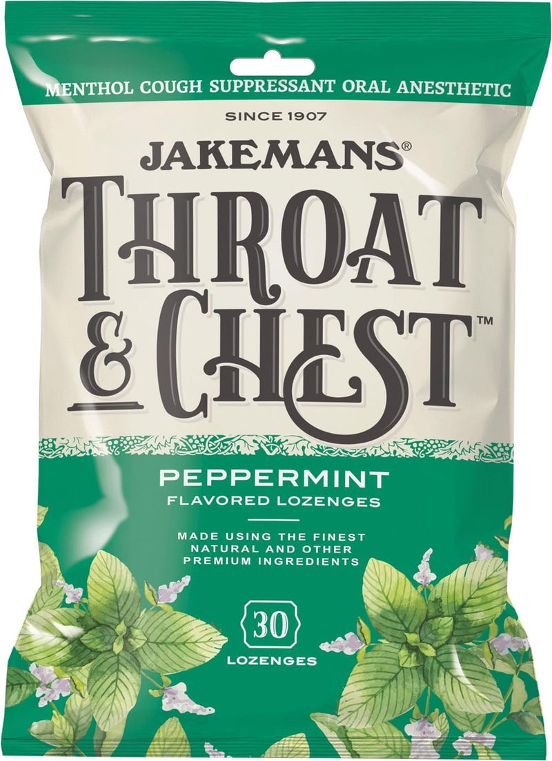 JAKEMANS Throat Chest Menthol Cough Suppressant Peppermint 30 Lozenges 4 Pack - Image 2