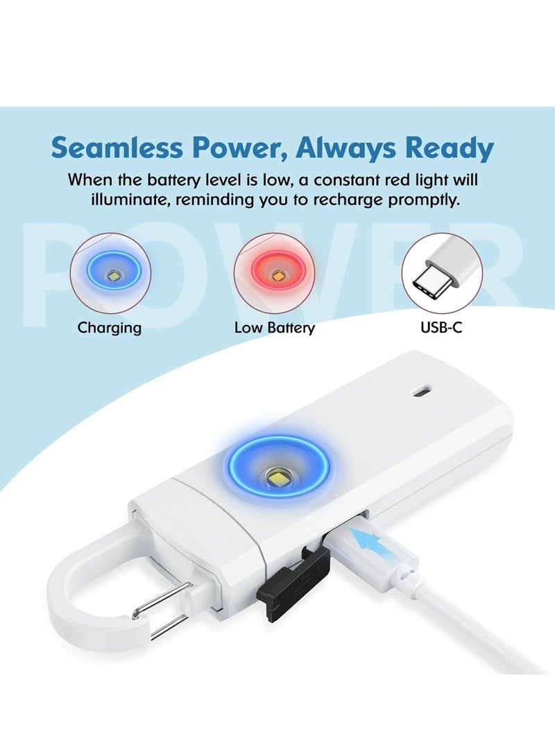 Rechargeable Personal Alarm for Women, Self Defense Keychain Siren Keychains for Safety, SOS Light, Type-C USB Charging, Key Ring Alarm for Women, Kids, 2PCS - Image 3