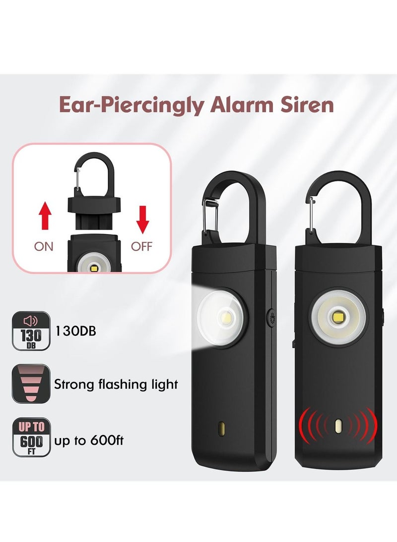 Rechargeable Personal Alarm for Women, Self Defense Keychain Siren Keychains for Safety, SOS Light, Type-C USB Charging, Key Ring Alarm for Women, Kids, 2PCS - Image 2