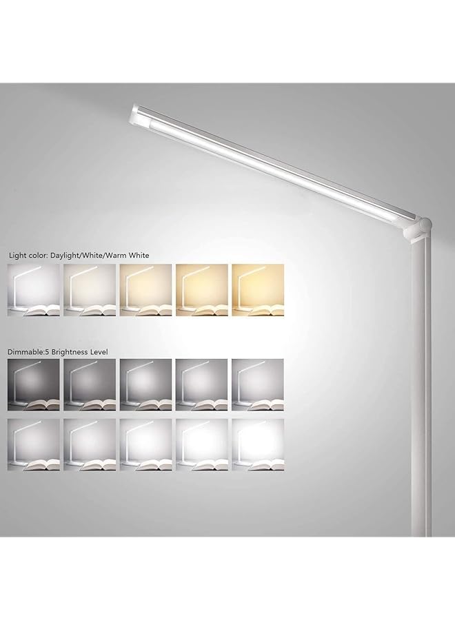 إيروريكس مصباح مكتب LED قابل للتعتيم ومصباح قراءة مع منفذ شحن USB و5 أوضاع إضاءة وتحكم حساس ومؤقت إيقاف تشغيل تلقائي لمدة 30 إلى 60 دقيقة ومصباح مكتب للعناية بالعين باللون الأبيض - Image 2