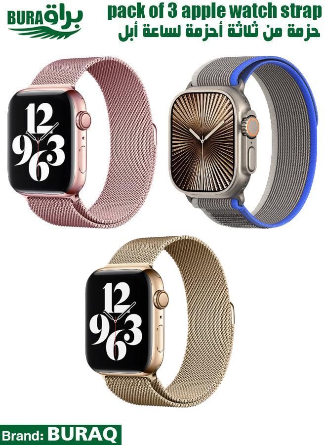 BURAQ Apple Watch Band Strap For Apple Watch Ultra 2/Ultra 49mm, Series 10 46mm, 9/8/7 45mm, SE2/SE/6/5/4 44mm, 3/2/1 42mm 