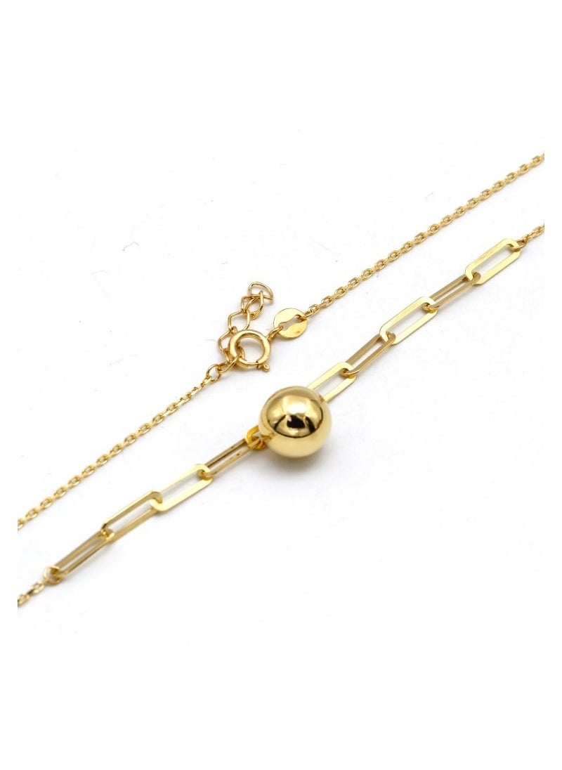 Gold Zone Real Gold 8 MM Ball Half Paper Clip Chain Adjustable Size Necklace  - Image 4