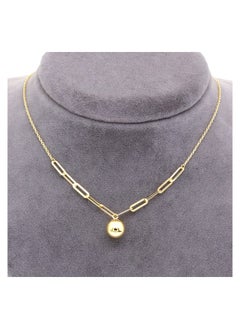 Gold Zone Real Gold 8 MM Ball Half Paper Clip Chain Adjustable Size Necklace  - Image 1